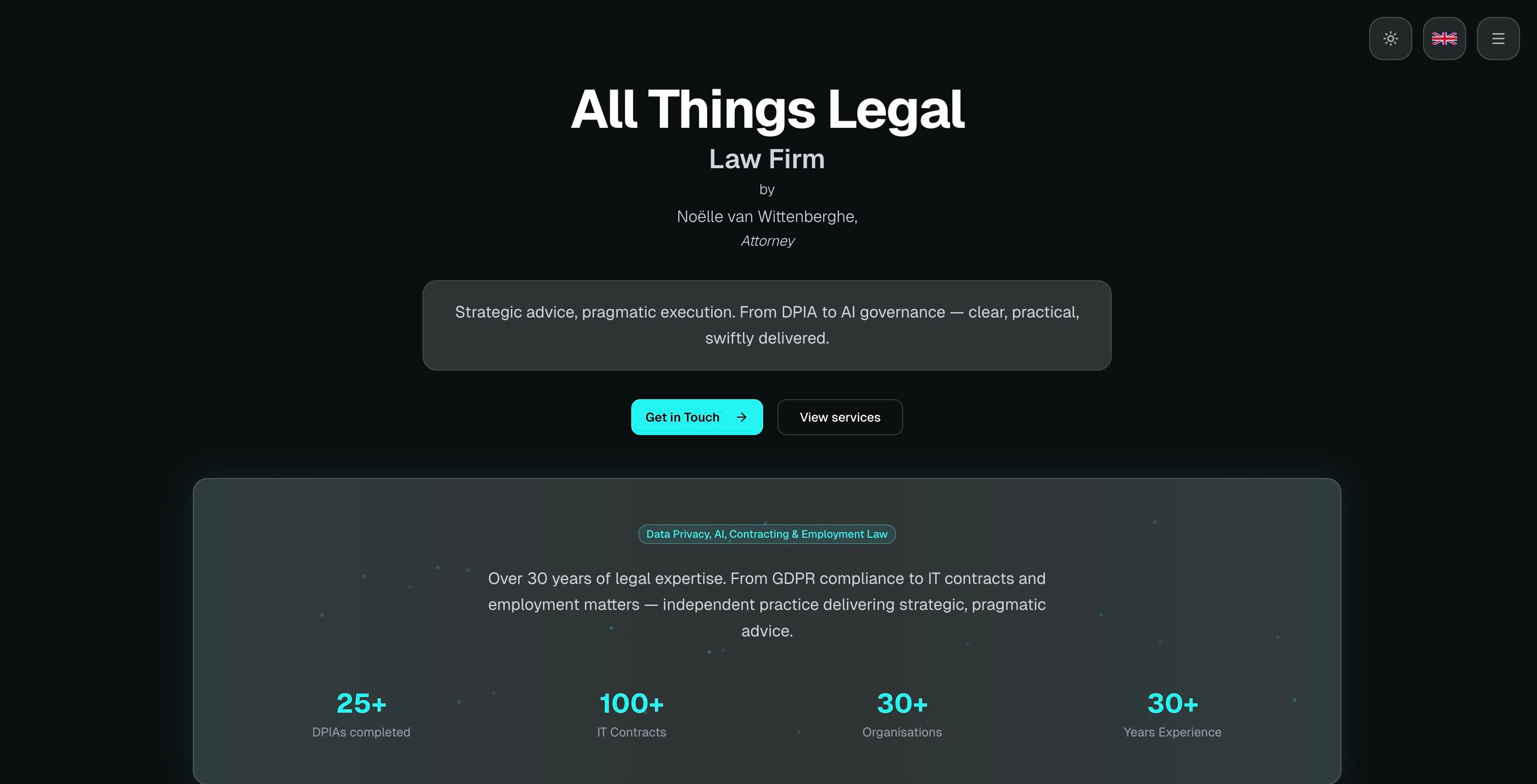 Homepage of the All Things Legal website