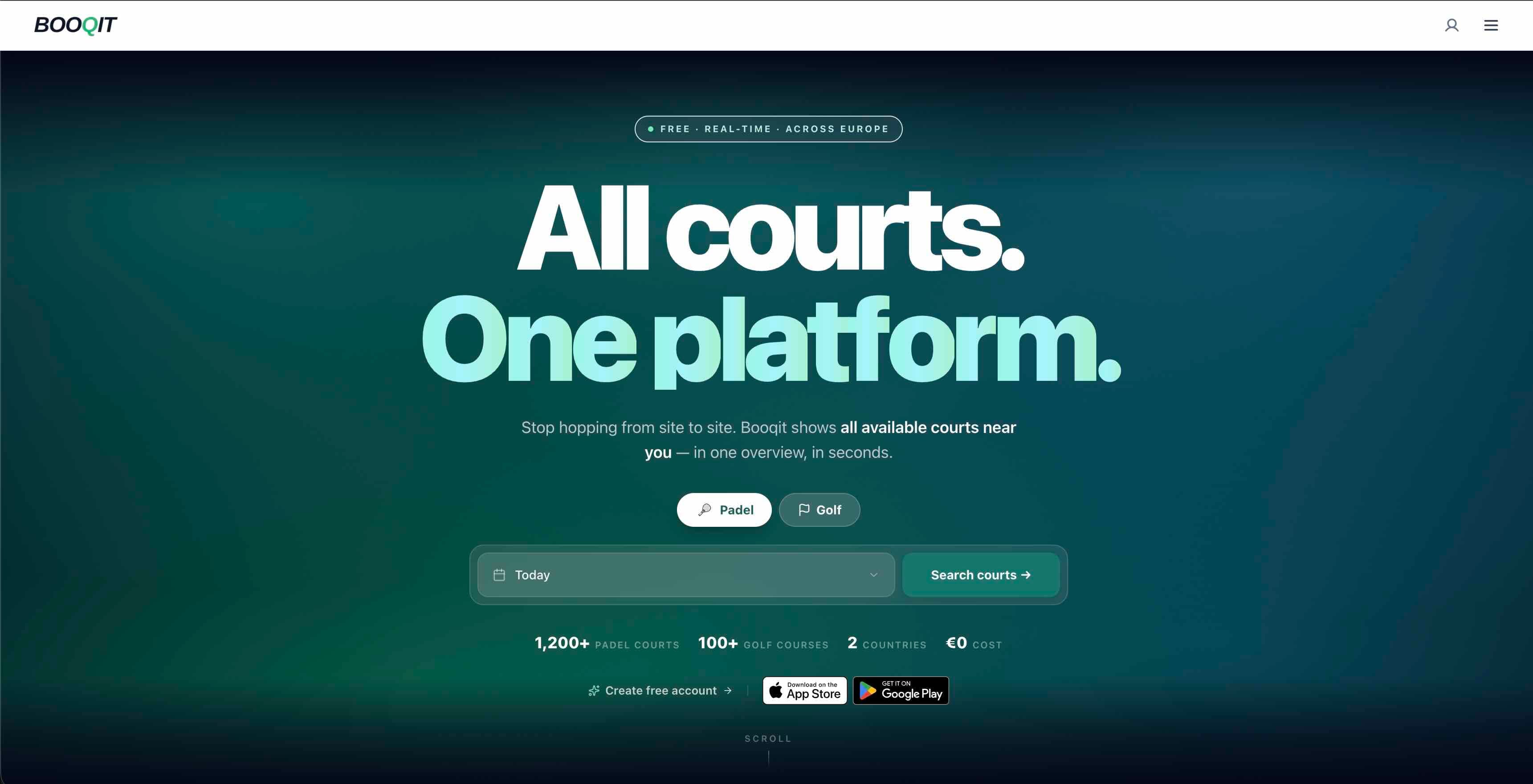 Homepage of the Booqit website