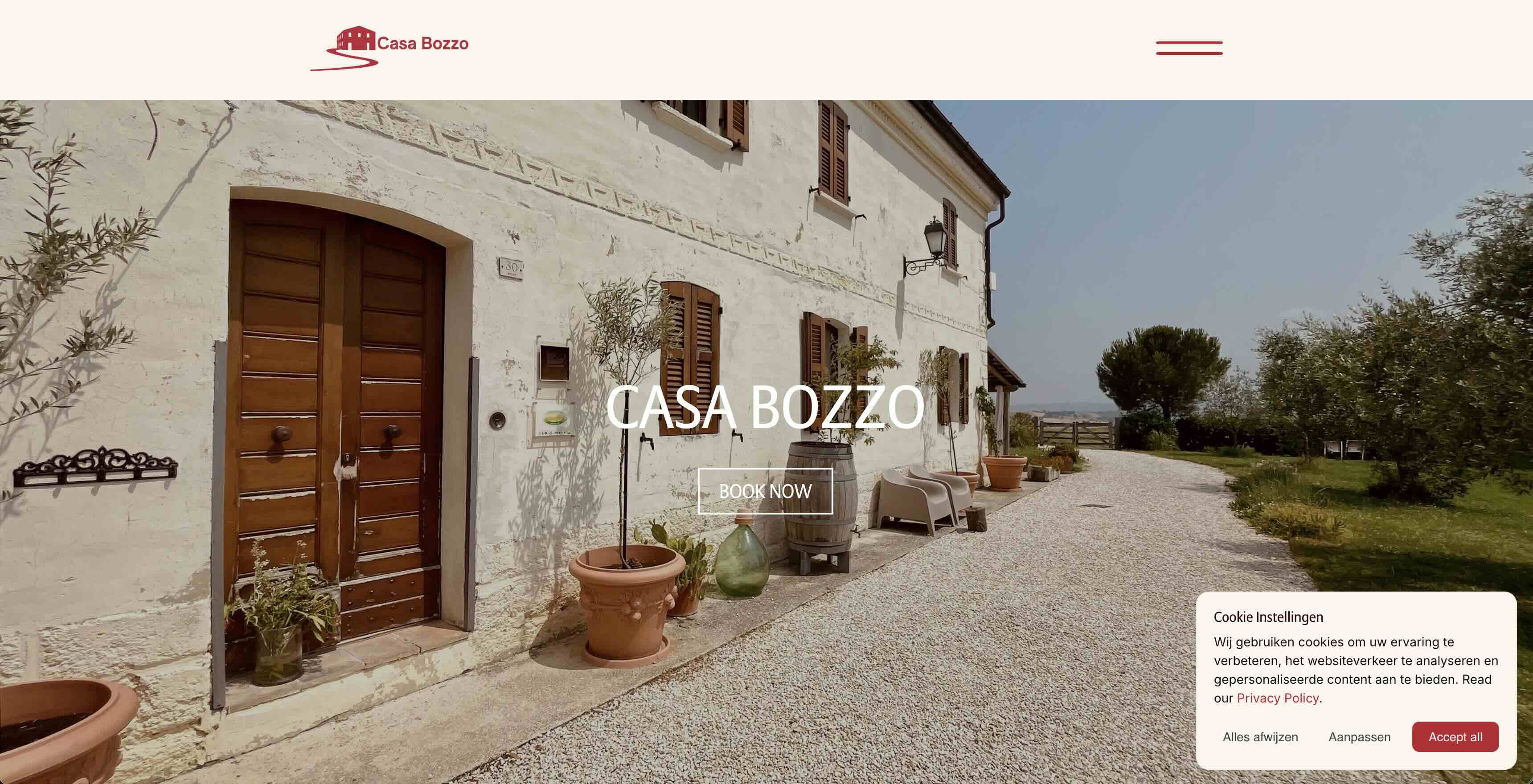 Homepage of the Casa Bozzo website