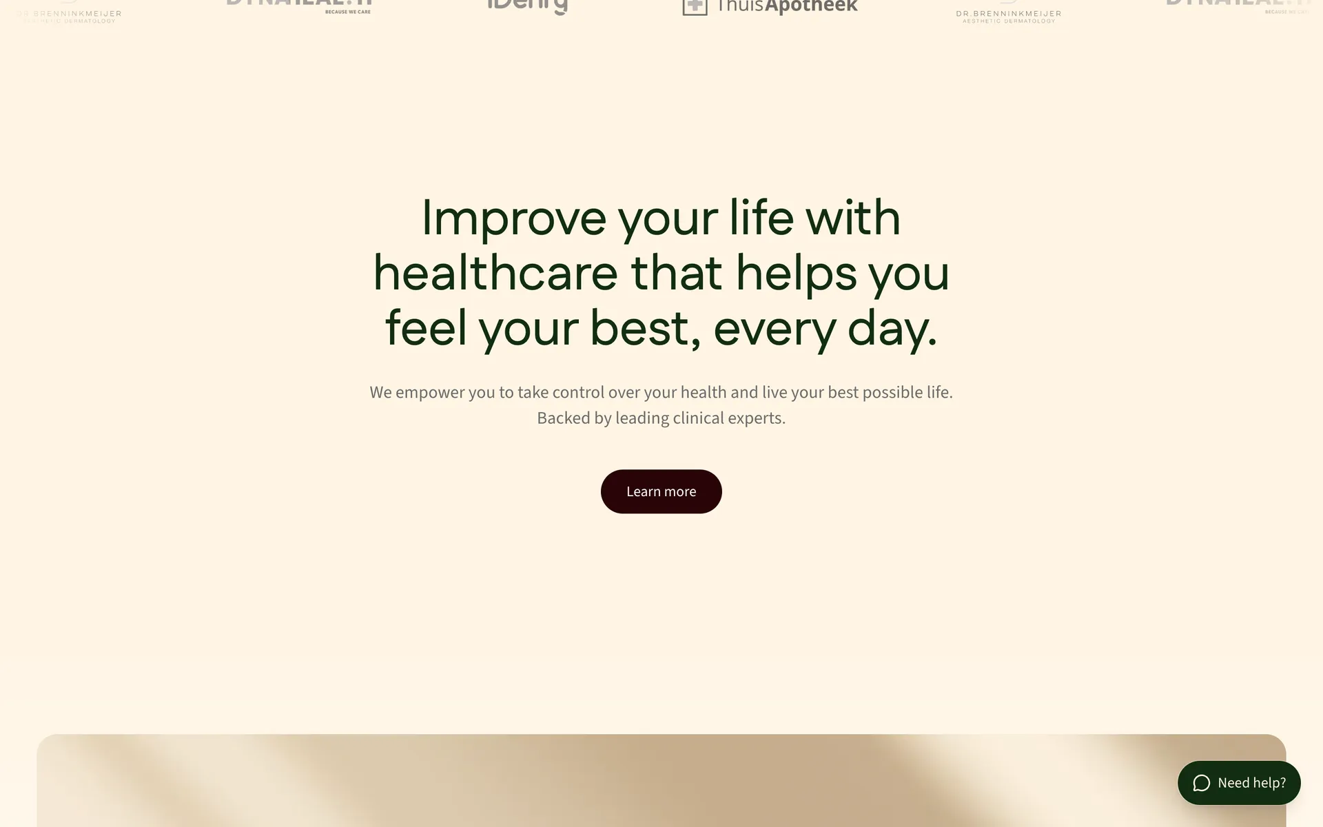 Desktop view of the Véora website, section 1