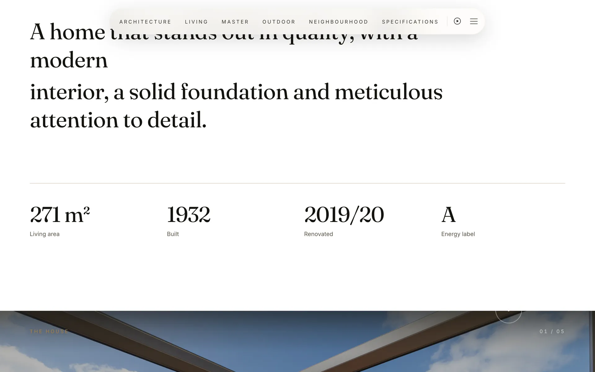 Desktop view of the Raphaëlplein 39 website, section 1