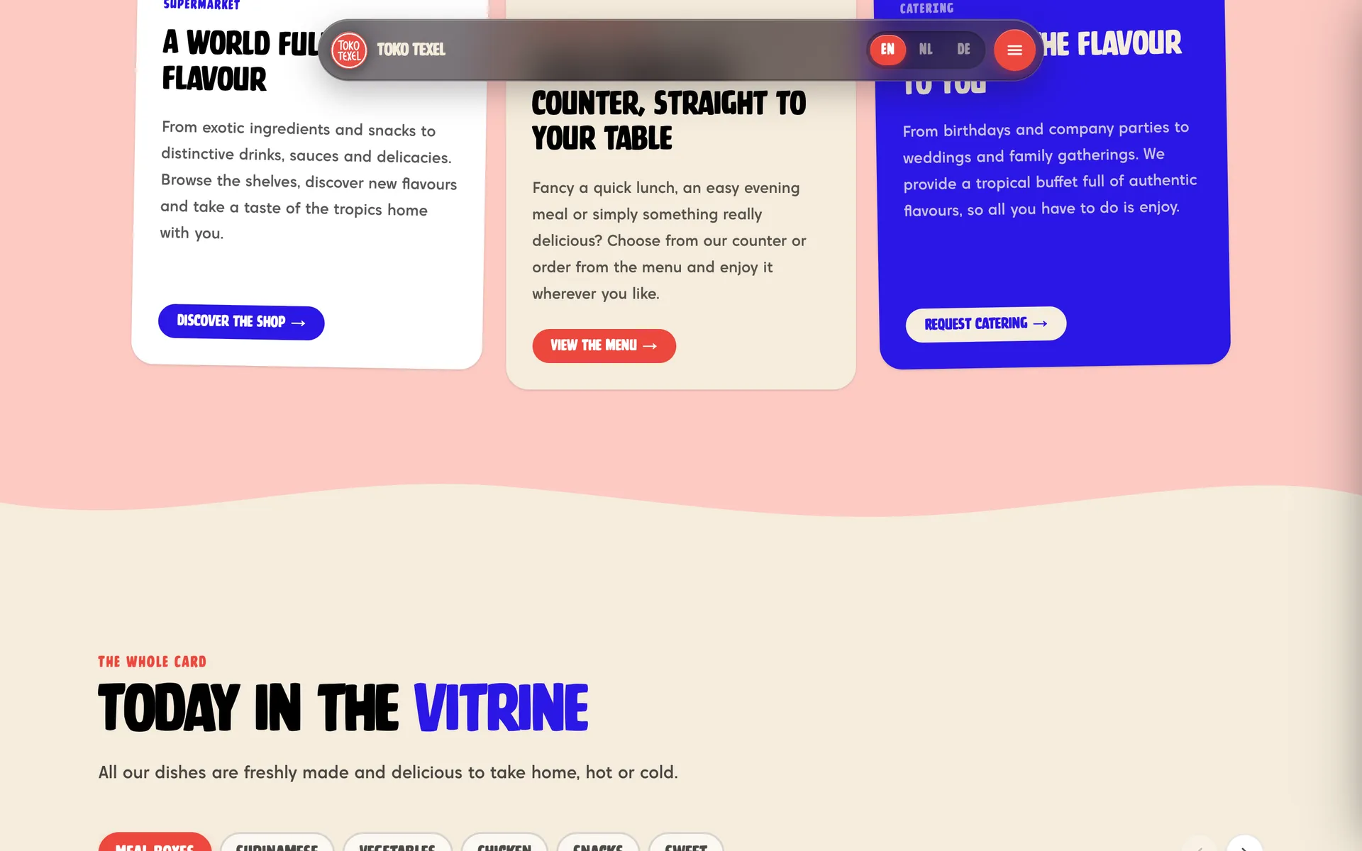 Desktop view of the Toko Texel website, section 2