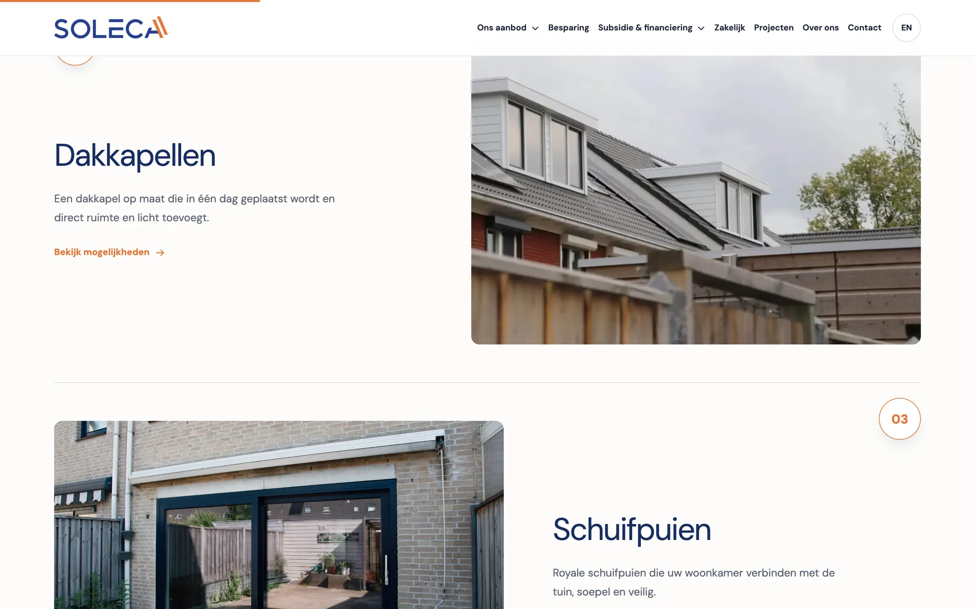 Desktop view of the Soleca website, section 2