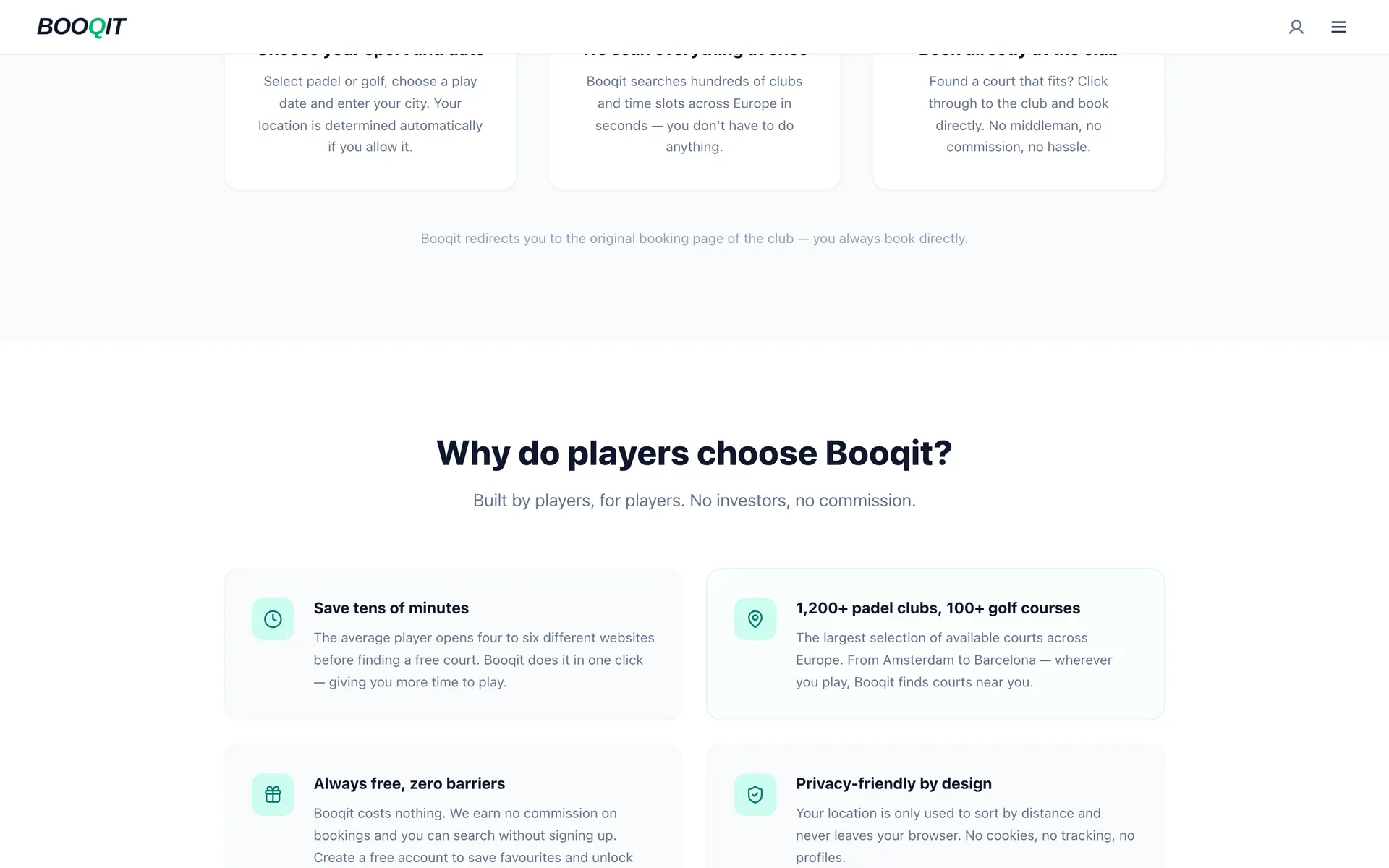 Desktop view of the Booqit website, section 2