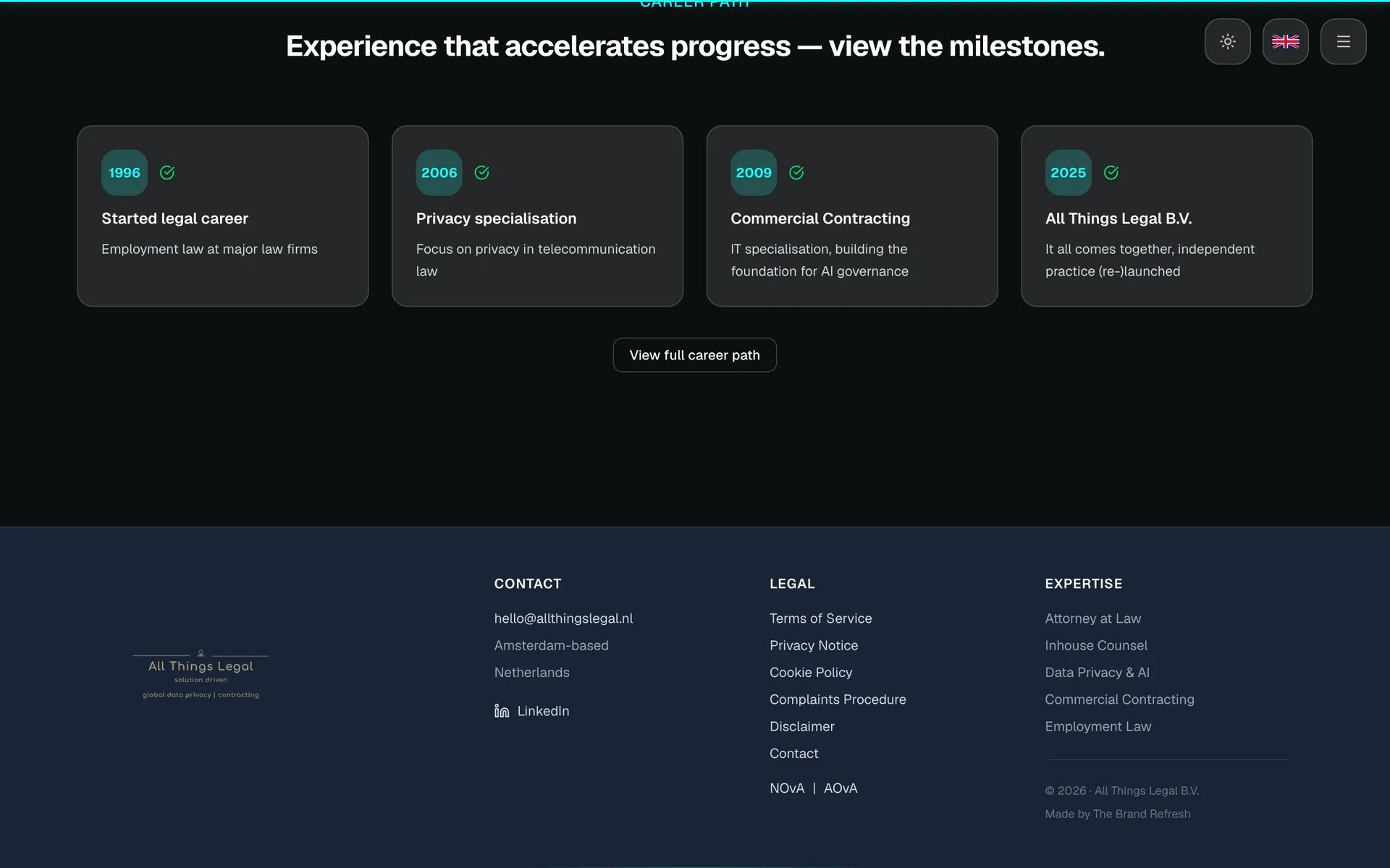 Desktop view of the All Things Legal website, section 2