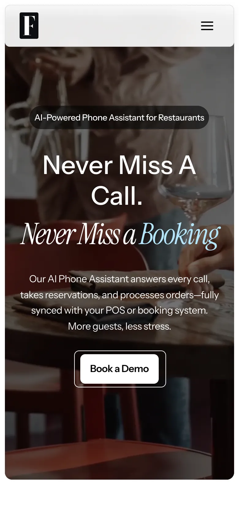 Mobile view of the Frontlr website, screen 1