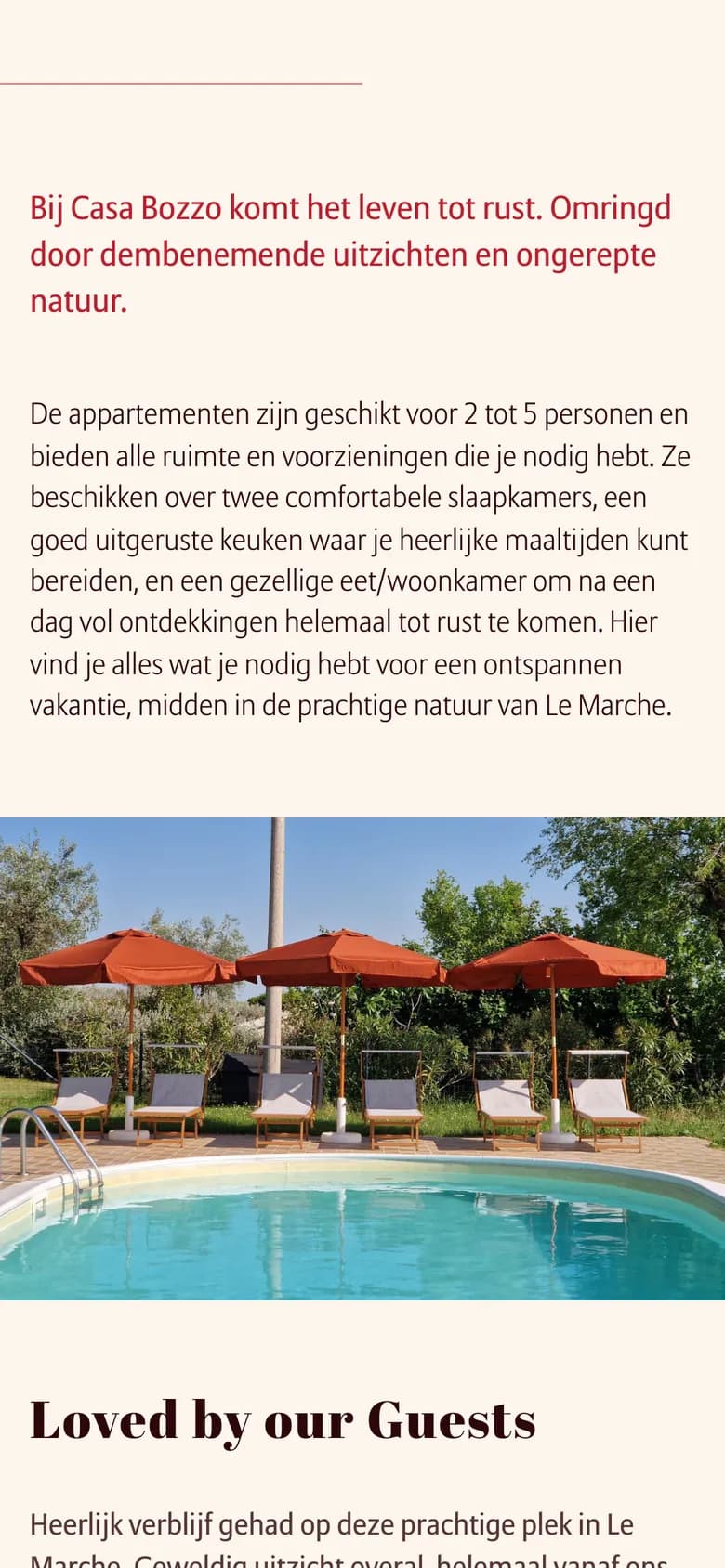 Mobile view of the Casa Bozzo website, screen 3