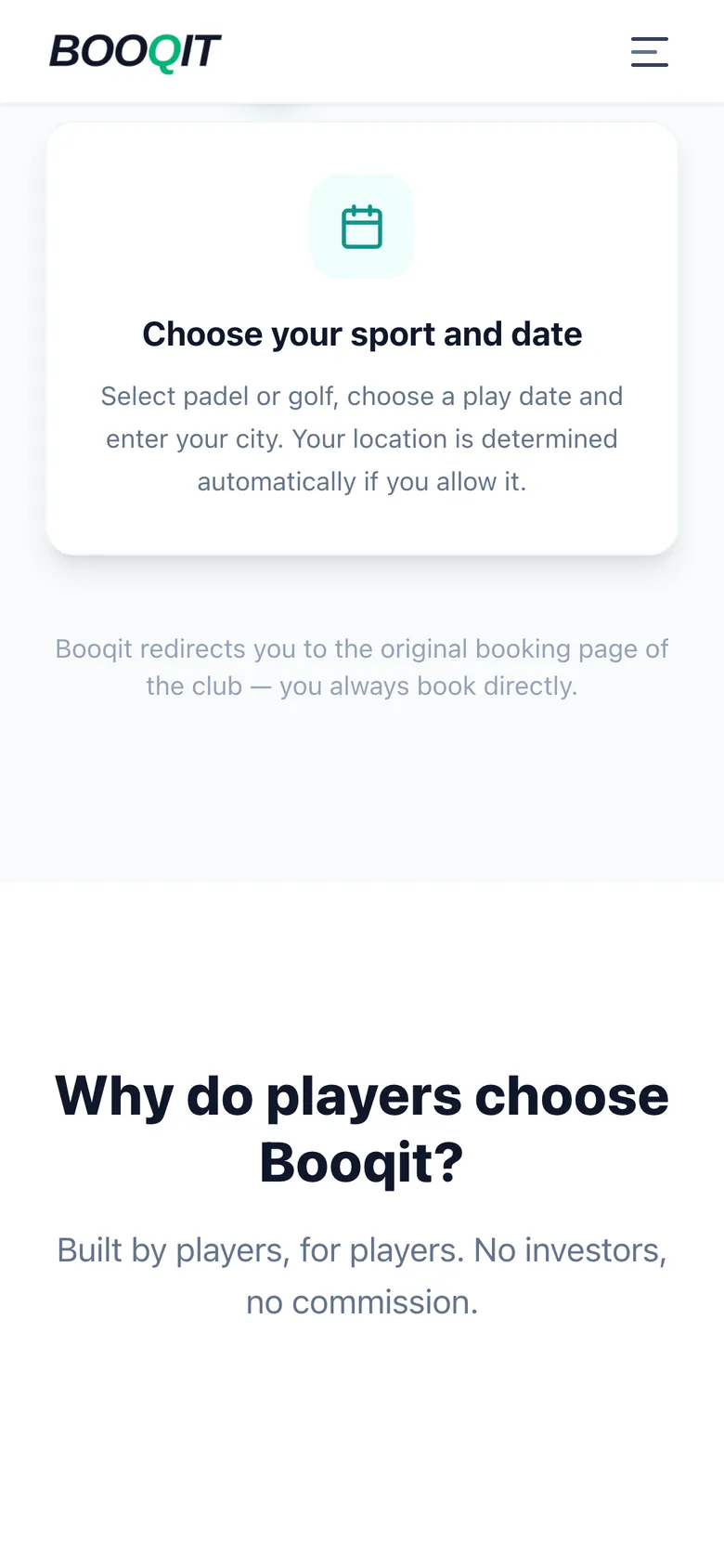 Mobile view of the Booqit website, screen 3