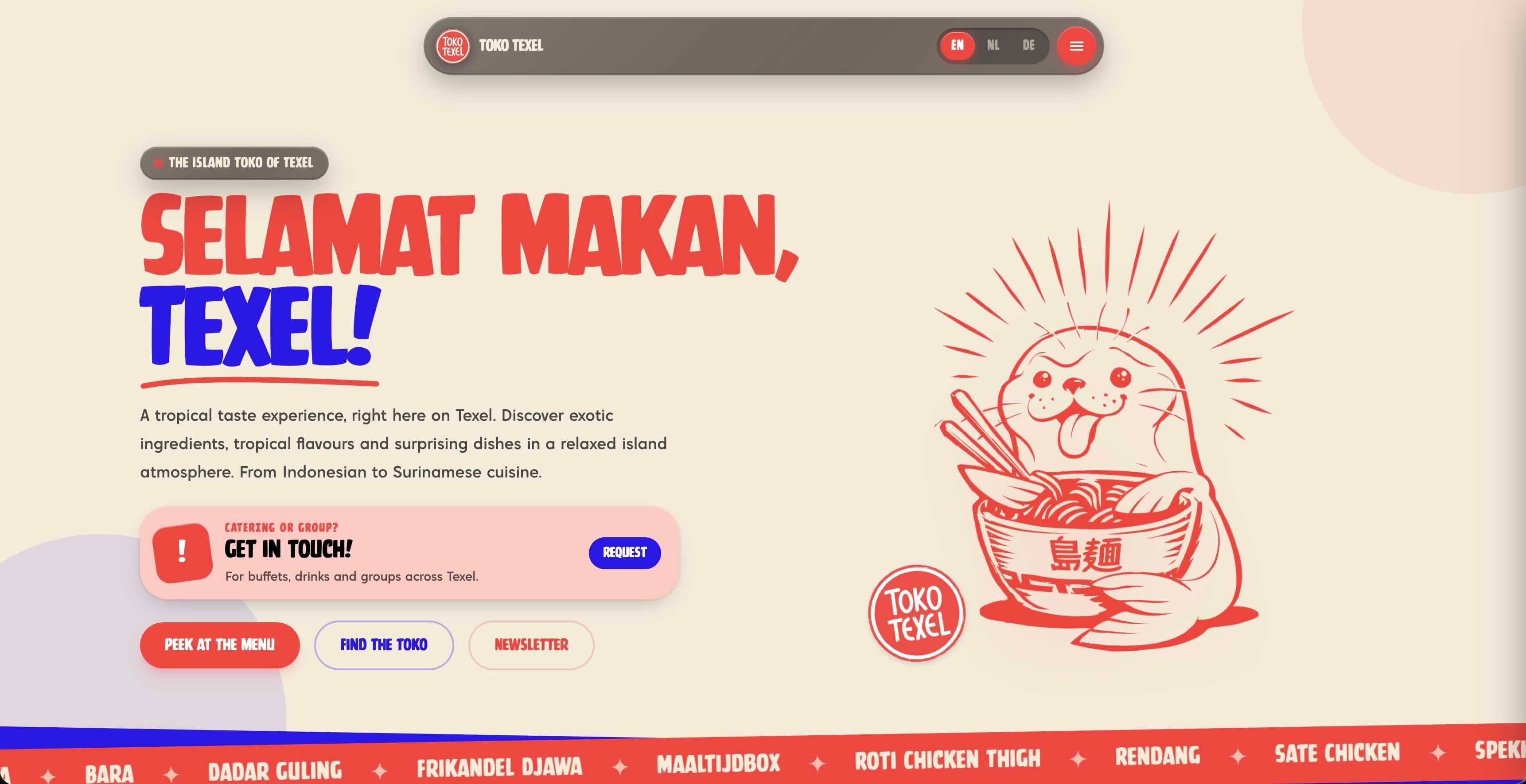 Homepage of the Toko Texel website